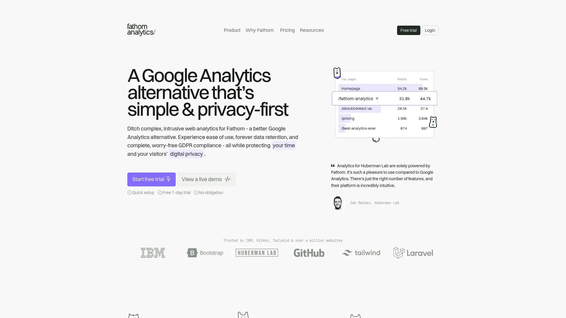 screenshot Fathom Analytics