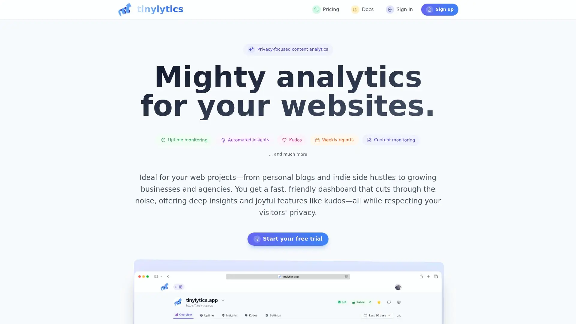 screenshot Tinylytics